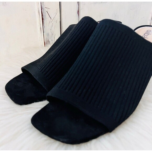 Diba True Black Ribbed Band Sandal with Block Heel Comfort Sandals - Size 11 - Picture 2 of 7